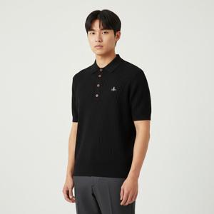 비비안웨스트우드 ORB 립트 코튼 카라 반팔 남성 PK니트 3803001L Y000U N403