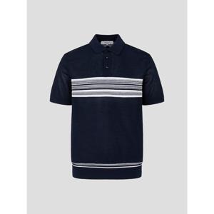 [빈폴골프]남성 반소매 스트라이프 텍스처 칼라 티셔츠 - 네이비(BJ6351B07R)