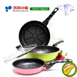 키친아트 아미(AMI)세라믹 다이아코팅 후라이팬3종(B)SET(20+28+28궁)유리