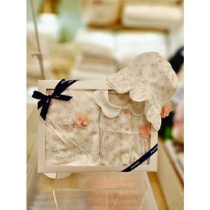 [압소바 의류] 꽃토끼 뱀부 내의 속싸개 로라모자 3종세트 26년봄신상 (A1A10309F)