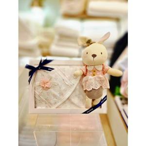 [압소바 의류] 꽃토끼 뱀부 속싸개 인형세트 (26년봄신상) (A1A10908A)