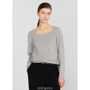 [쉬즈미스]리브 스퀘어넥 니트SSKPOP12100