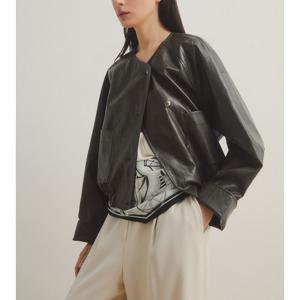 [쉬즈미스]라운드 레더 자켓 SWWJKP12060