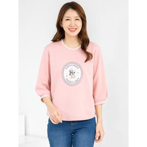 [모슬린]엄마옷 티셔츠 7부 라운드 면 패치 603FGH029 마담/중년