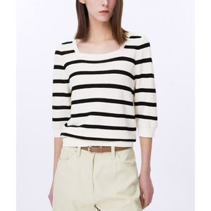 [쉬즈미스]스퀘어넥 스트라이프 니트 SSKPOP22240