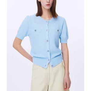 [쉬즈미스]라운드 퍼프 니트 가디건 SSKCDP22550