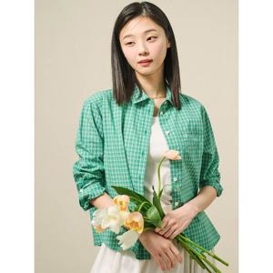 [빈폴레이디스]체크 크롭 셔츠  그린 (BF5364C04M)