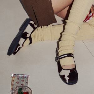 빅토리아 쿵푸 발레리나 카우 프린트 (1080117-BLANCO)