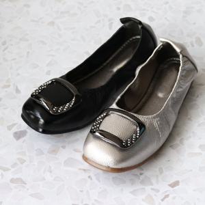 천연소가죽 볼리드 컴포트 쿠션 미끄럼방지 밴딩 플랫&단화 2CM JANG-AN6196