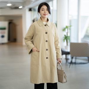 [모슬린]엄마옷 면 트렌치 A라인 롱자켓 613FGH379 마담/중년여