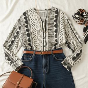 [넬리]라온 에스닉 루즈핏 셔츠_ND1BL024