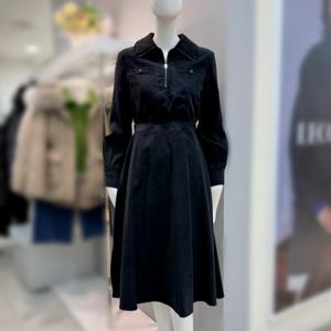 [더틸버리]집업 배색 칼라넥 백밴딩 원피스MTNAM0OP54_DG