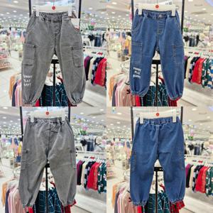 [래핑차일드](모다진주) 데님 카고 조거 팬츠 86119-401-33_JJ