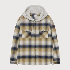 [커버낫]커버낫 오버핏 후디 체크 셔츠 머스타드 CO2504SH33MU