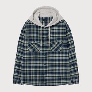 [커버낫]커버낫 오버핏 후디 체크 셔츠 다크 블루 CO2504SH33DB