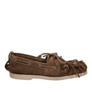 골든구스 데코레이티브 비즈 스웨이드 보트 로퍼 GWF01056 F008