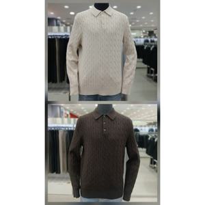 [앤드지]25F/W 꽈배기 조직 캐쥬얼 카라니트2종 HZF4ET1107_GN