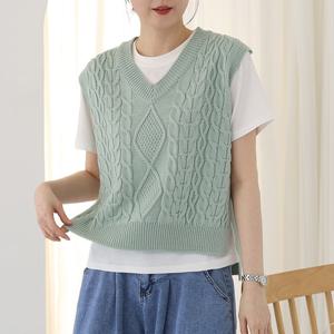 [웬디즈갤러리]블리숍 꽈배기 옆트임 니트 조끼 /레이어드 체형커버 UKN112