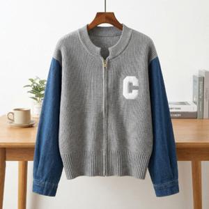 [넬리]모아 데님 배색 니트자켓_NC4JP123