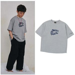 블루테일2 AAB1TS01GY 주니어 남아 여아 그레이 절개 반팔 티셔츠 고학년