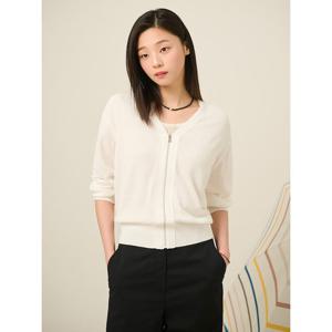 [빈폴레이디스]집업 V넥 긴소매 카디건  아이보리 (BF545AC050)