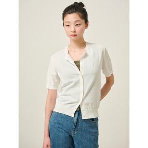 [빈폴레이디스]라운드넥 5부 소매 카디건  화이트 (BF545AC031)