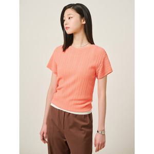 [빈폴레이디스]코튼 혼방 주름 반소매 풀오버  코럴 (BF5451C067