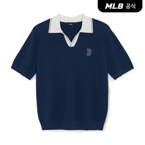 [MLB공식] 26SS 공용 바시티 턱조직 오픈카라 반팔니트 BOS (D.Navy) 3AKPV0163-43NYD