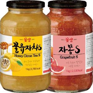 자몽청 꽃샘 꿀유자차S 1kg+자몽차S 1kg