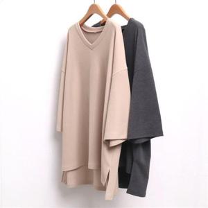 [강물처럼]빅사이즈사랑해요 8186L011 오버 7부 브이 롱티 WW (6