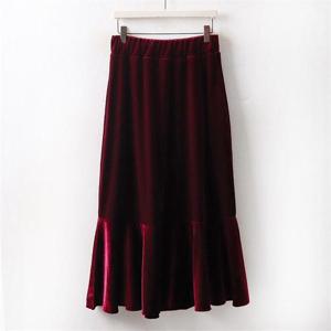 [강물처럼]아이우먼 벨벳 프릴 롱스커트 IN3876M011 빅사이즈 (6