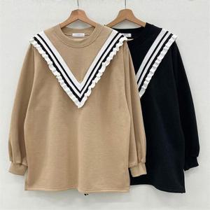 [강물처럼]빅사이즈사랑해요 C256L012 주름요꼬트임롱맨투맨 BE