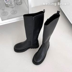 [로즈블로썸][멜팅브라운] 여성 캐주얼 통굽 워커 롱부츠 5.5cm