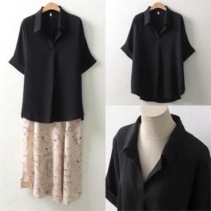 [강물처럼]빅사이즈 롤업 가오리 블라우스 WW5181 여성 쉬폰 110