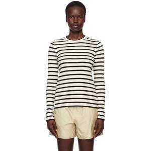 26 SS 질샌더 여성 오프 화이트   블랙 로고 라벨 티셔츠 251249F110009