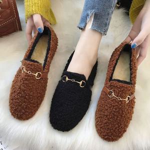 2컬러 빅사이즈 뽀글이 안감 기모 플랫슈즈 겨울신발