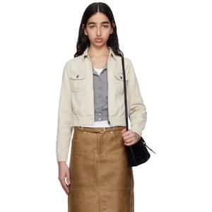 26 SS R13 여성 오프 화이트 크롭 라이더 데님 재킷 251021F063000