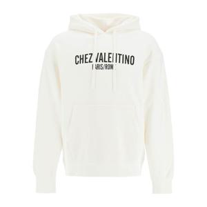 발렌티노 아이보리 코튼 저지 펠파 후드티셔츠 6V3MF28NAPJ A03