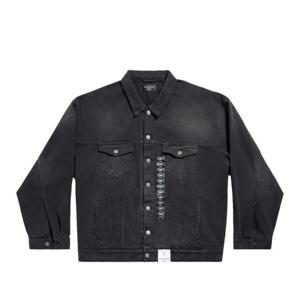 발렌시아가 블랙 버튼업 롱 슬리브 데님 재킷 767947TNW11 1672