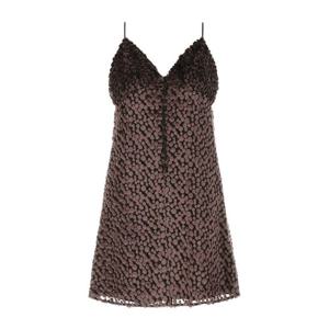 생로랑 브라운 텍스처 투톤 벨벳 미니 원피스 665640Y5F69 5242