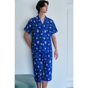 비너스 (여름잠옷) 레몬나염 하루종일 시원한 면 인견 남자 여름잠옷-VPA4528M