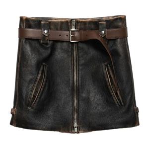 프라다 블랙 가죽 미니 스커트 51880SOOO1455 F0002