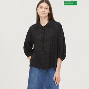 베네통 트로이 니트 배색 블라우스 BABLA3541