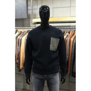 [빠니깔레]MARIO리오셀울블랜드 2COLOR 드랍숄더루즈핏 포켓배색크루넥니트 m-qnit56