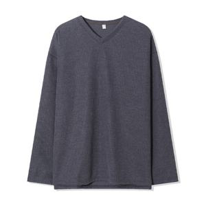 남자 가을 브이넥 옆트임 긴팔 니트티 AC-KN-Q042-차콜