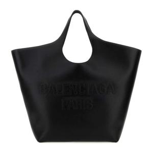 발렌시아가 블랙 가죽 엠보스드 로고 쇼퍼 백 7469772AAID 1000