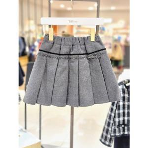 [프렌치캣 9D] (티파니시스터) 그레이 테잎 장식 주름 스커트 (T55KBS020)