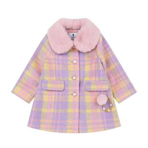 [프렌치캣(정상)]연보라 체크 코트(Q55DCC040)