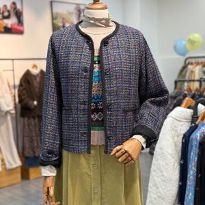 [써스데이아일랜드]라운드넥 트위드 자켓 t246ajk534