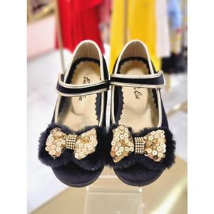 [프렌치캣 9D] 블랙 벨벳 플랫 구두 (Q56DG3061B1)